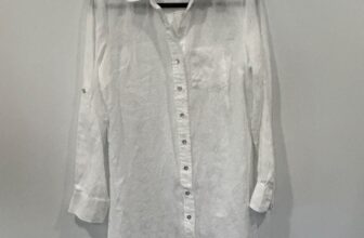 Magaschoni Size Small New without tags White linen Long Sleeve Shirt Dress