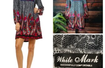 White Mark Dress Size Large Appoline Boho Soft Knit Embroidered Long Puff Sleeve
