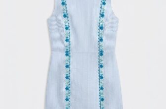 Vineyard Vines Blue White Striped Embroidered Shift Dress Size 6 – CJ