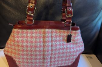 Vintage Coach Hamptons Tweed Suede Handbag Gingham Houndstooth in EUC