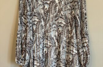 Aritzia Wilfred Daydreamer Mini Dress XS Acordian Pleats Blue Brown Paisley