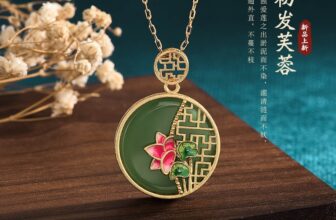 Women’s China-Chic Style Enamel Color Craft Hotan Jade Lotus Necklace