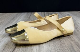London Rag Albi Patent Gold Cap Toe Mary Jane Flats Womens Size 10 EU 41 NEW
