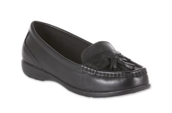 Thom McAn Women’s Winsor Black Navy Tassel Moc Mocassin F Leather Loafer Shoes
