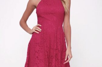Lulus Raise A Glass Fuchsia Pink Lace Skater Dress XS