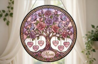 Personalized Mother Name Tree Acrylic Suncatcher Family Keepsake Decor