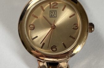 NY&C Rose Gold Colored Leather Band Plated Quartz Ladies Watch