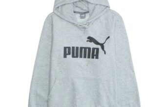 Puma Womens Grey Pullover Hoodie XL Logo Print Casual Sweatshirt