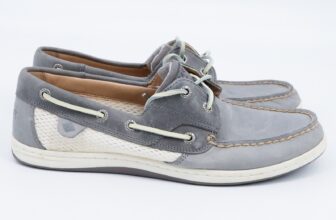 Sperry Top-Sider Koifish Gray White Leather Mesh Boat Shoes STS85813 Womens 9.5
