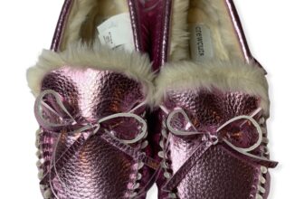 Crewcuts Pink Metallic Faux Fur Lined Moccasin New