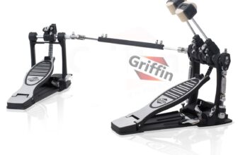 GRIFFIN Double Kick Drum Pedal – Twin Foot Bass Dual Chain Percussion Hardware