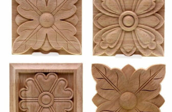 Unpainted Wood Color Decal Applique Furniture Square Home Decoration Accessories