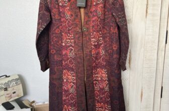 Soft Surroundings Women’s S Red/Brown Abstract Long Coat Button Pockets