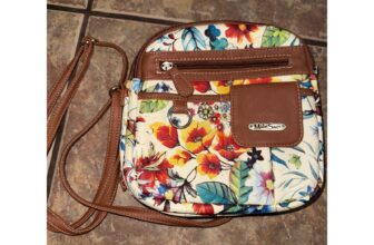 MultiSac Floral Crossbody Triple Zip Organizer Handbag Brown Vegan Leather EUC