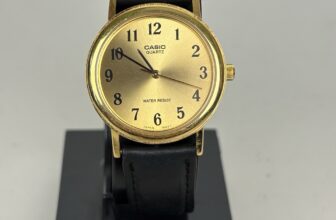 Casio MTP-1095 Gold Tone Champagne Dial Leather Quartz Dress Men Watch