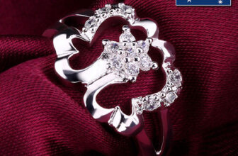 Women Girls 925 Sterling Silver Filled Fashion Flower Engagement Wedding Ring