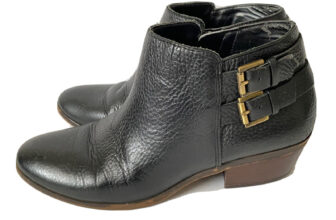 Sam Edelman Petal Black Brown Pebbled Leather Ankle Booties Boot Size 6.5 M