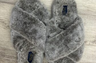 Rachel Roy Gray Faux Fur Padded Open Toe Rubber Outsole Slippers Size M 7-8