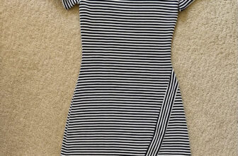 Urban Outfitters Black White Striped Mini Bodycon Dress, Scoop Neck, XS