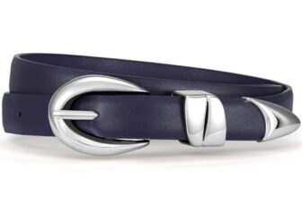 Women Leather Belt for Jeans Pants Fashion Ladies Fits Waist 25″-30″ Navy Blue