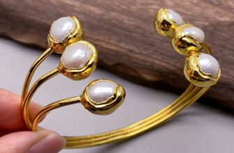 Cultured White Pearl Bangle Cuff Bracelet Women Jewelry Anniversary Gifts