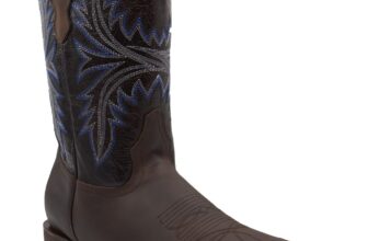 Men Genuine Leather Austin Western Wide Square Toe Brown Boots Handcrafted