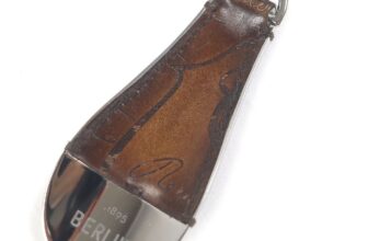 Berluti Leather Calligraphy Shoehorn Brown/Silver / Excellent Condition