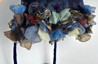 Upcycled Clutch “Butterfly Field” with Organza and Glass Beads – One of a Kind
