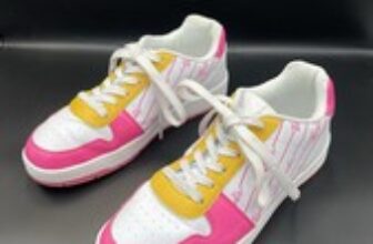 Barbie by Mattel Women’s Casual Court Sneaker Shoe Pink White Yellow Size 9