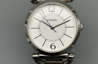 Fossil ES-2472 Womens Watch 30mm Silver Tone Purple Inlay Stainless New Battery