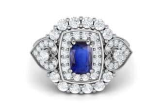 6X4mm Cushioin Blue Sapphire 925 Sterling Silver Cocktail Women Wedding Ring