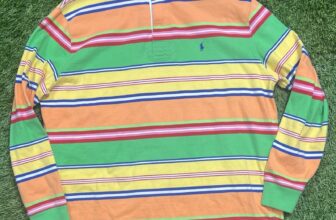 Vintage 90s Polo Ralph Lauren Rugby Long Sleeve Shirt Mens L Rainbow Stripe