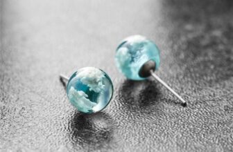 Blue Sky Cloud Glass Orb Stud Earrings Resin Marble Ball Jewelry Gift Women
