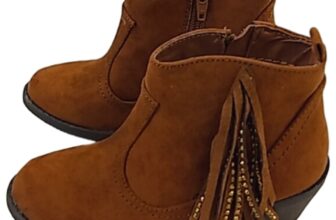 Girls Brown Fringe Gold Stud Zip-On Ankle Boots Tan Suede Crop Boots Youth 5