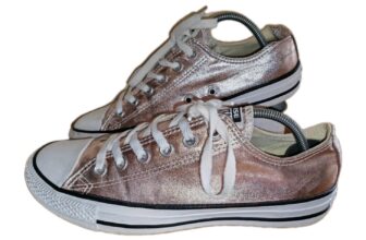 Converse All Star Metallic Rose Gold Pink Sneakers Women UK 7 Low Top Chucks Y2K