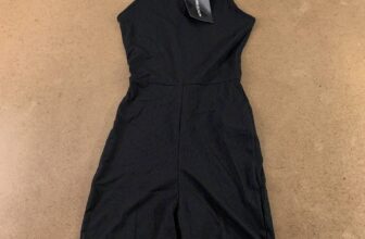 Prettylittlething Ribbed Racer Romper Playsuit Black Sleeveless Unitard 4 New