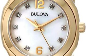 Bulova Women’s 97P109 Quartz Diamond Accent Gold Tone Bracelet 30mm Watch