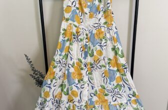 Zara Lemon Citrusy Print Linen Blend Midi Dress Size Medium