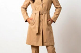 Fashion Nova Women’s Beige Leather Belted Trench Coat Pockets Size M