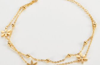 Fashion Women Titanium Stainless Steel CZ Daisy Flower  Anklet Bracelet 8.3-9.8″