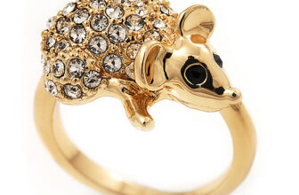 Diamante ‘Mouse’ Ring In Gold Plated Metal