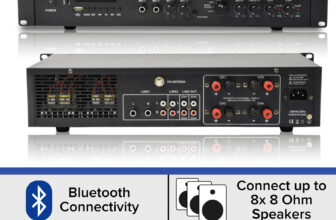 800W Stereo Bluetooth Power Amplifier – 4x200W Multi-Zone HiFi Mixer