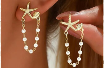 Starfish Earrings for Women Pearl Drop Seashell Earrings, Tropical Beach Ocean D