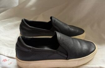 UGG Black Leather Slip-On Platform Clogs with Cream Sole