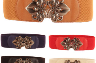 Women Metal Flower Buckle Wide Elastic Stretch Waist Belt Corset Dress Waistband