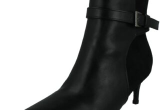 Ladies Spot On Mid Heel Ankle Boots with Buckle Strap and Back Panel