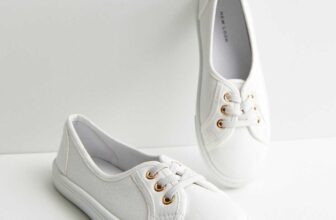 White Canvas Lace Front Trainers For Ladies UK 4 – 9