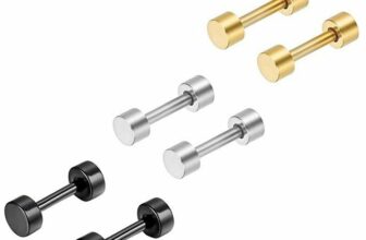 3Pairs Stainless Steel Barbell Dumbbell Screw Earring Studs for Men Women 3-14MM
