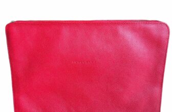 LONGCHAMP Leather Clutch Bag Red PC Tablet Case Used Japan