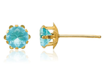 14K Solid Yellow Gold 0.50 ct Cubic Zirconia Medium Stud Earrings 5mm Round